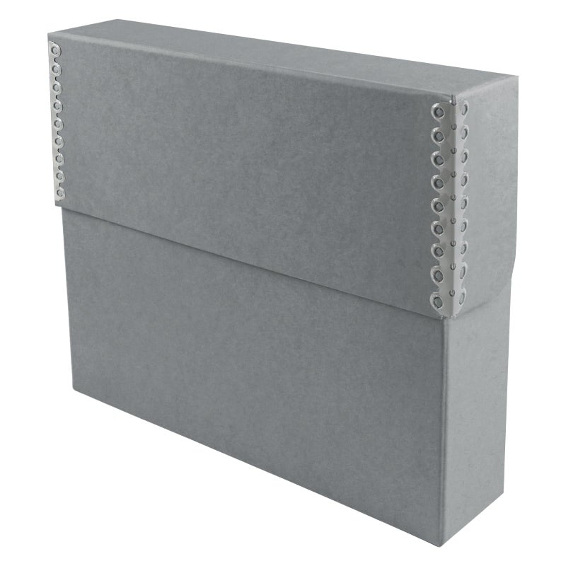 لينيكو صندوق تخزين المستندات الأرشيفية من Lineco بحافة معدنية، لوح رمادي خالٍ من الأحماض، تنظيم وتخزين الملفات والمطبوعات والصور، حقيبة بحجم الحروف 12.5 بوصة × 10.5 بوصة × 2.5 بوصة عرض - Image 1